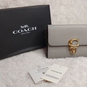 Coach Studio Medium Wallet in Dove Grey with Brass Closure